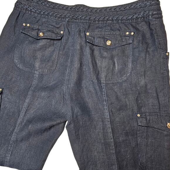 INC International Concepts 100% Linen Navy Curvy Fit Cargo Convertible Pants 14 - Picture 4 of 13